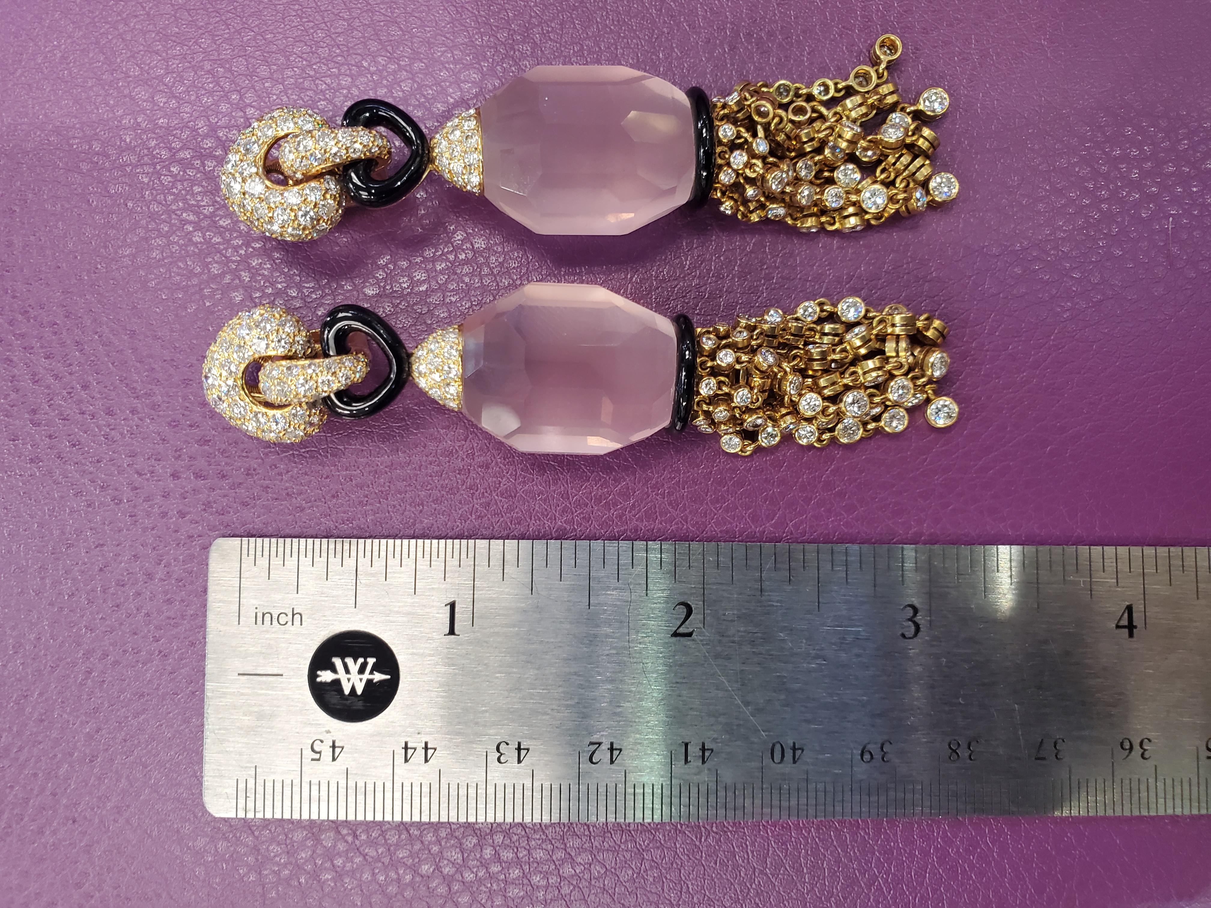 Cartier Boucles d'oreilles à pompon en quartz rose et diamant 1