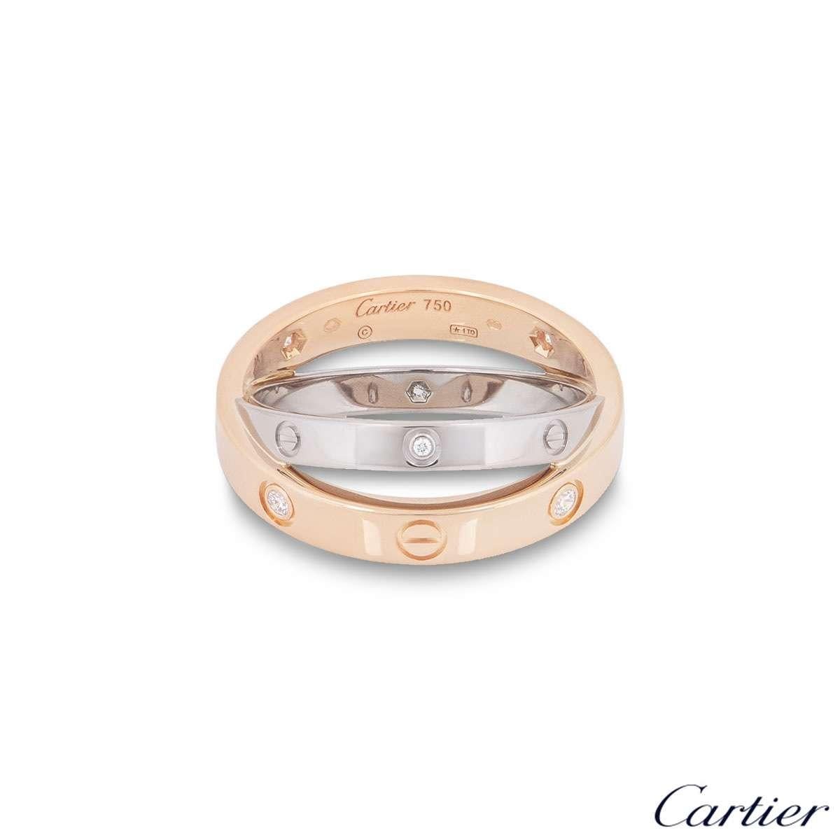 Cartier Rose und Weißgold Halb Diamant Love Ring B4094300 (Rundschliff)