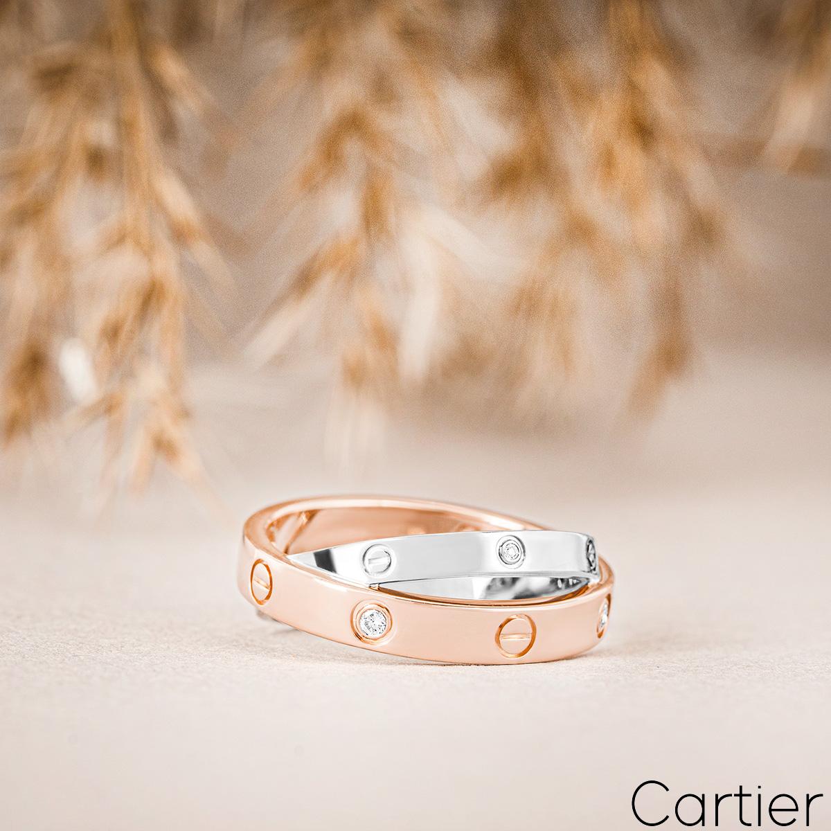 Cartier, bague d'amour en or rose et blanc avec demi diamant B4094300 Pour femmes en vente