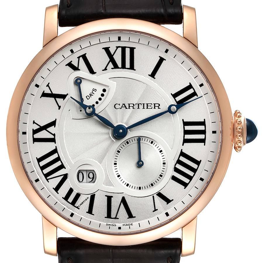 Cartier Rotonde 18k Rose Gold Silver Dial Mens Watch W1556203 For Sale