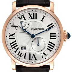 Cartier Rotonde 18k Rose Gold Silver Dial Mens Watch W1556203