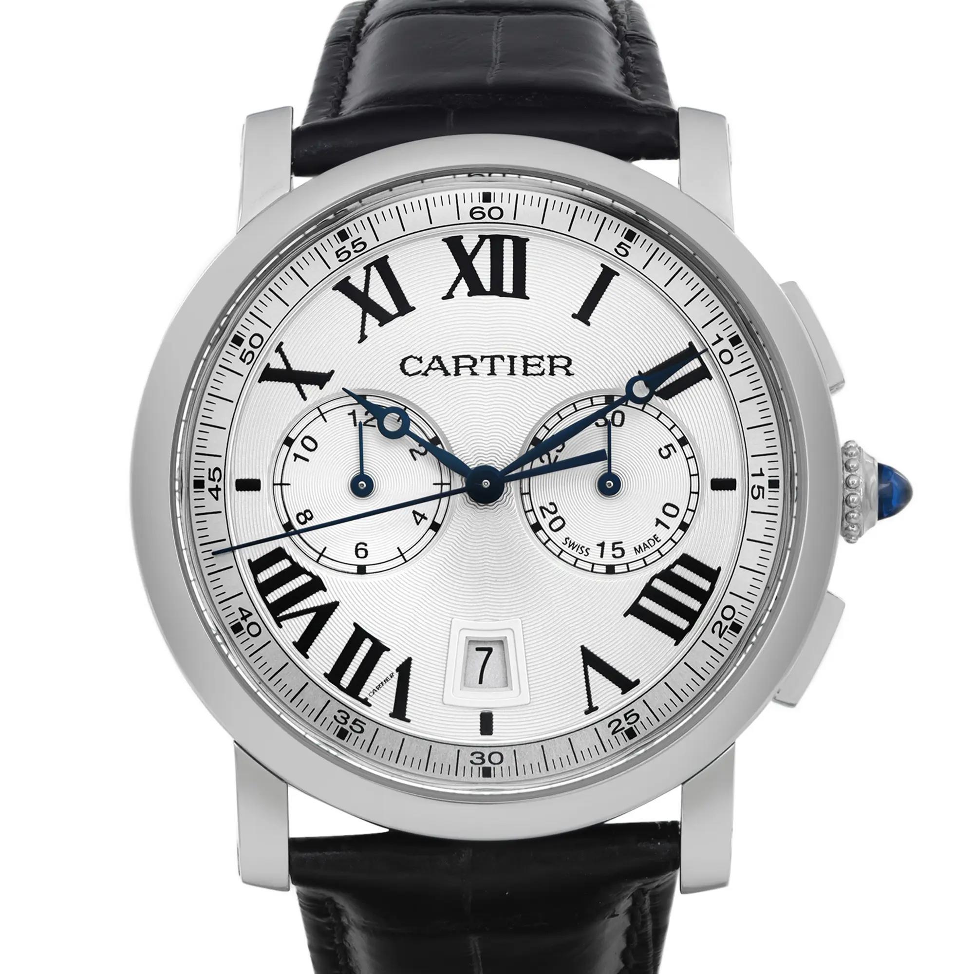 Pre-owned Excellent condition. Unworn band. Comes with original box no papers.

General Information:
Brand: Cartier
Model: Cartier Rotonde
Model Number: WSRO0002
Type: Wristwatch
Style: Luxury
Department: Men
Country/Region of Manufacture: