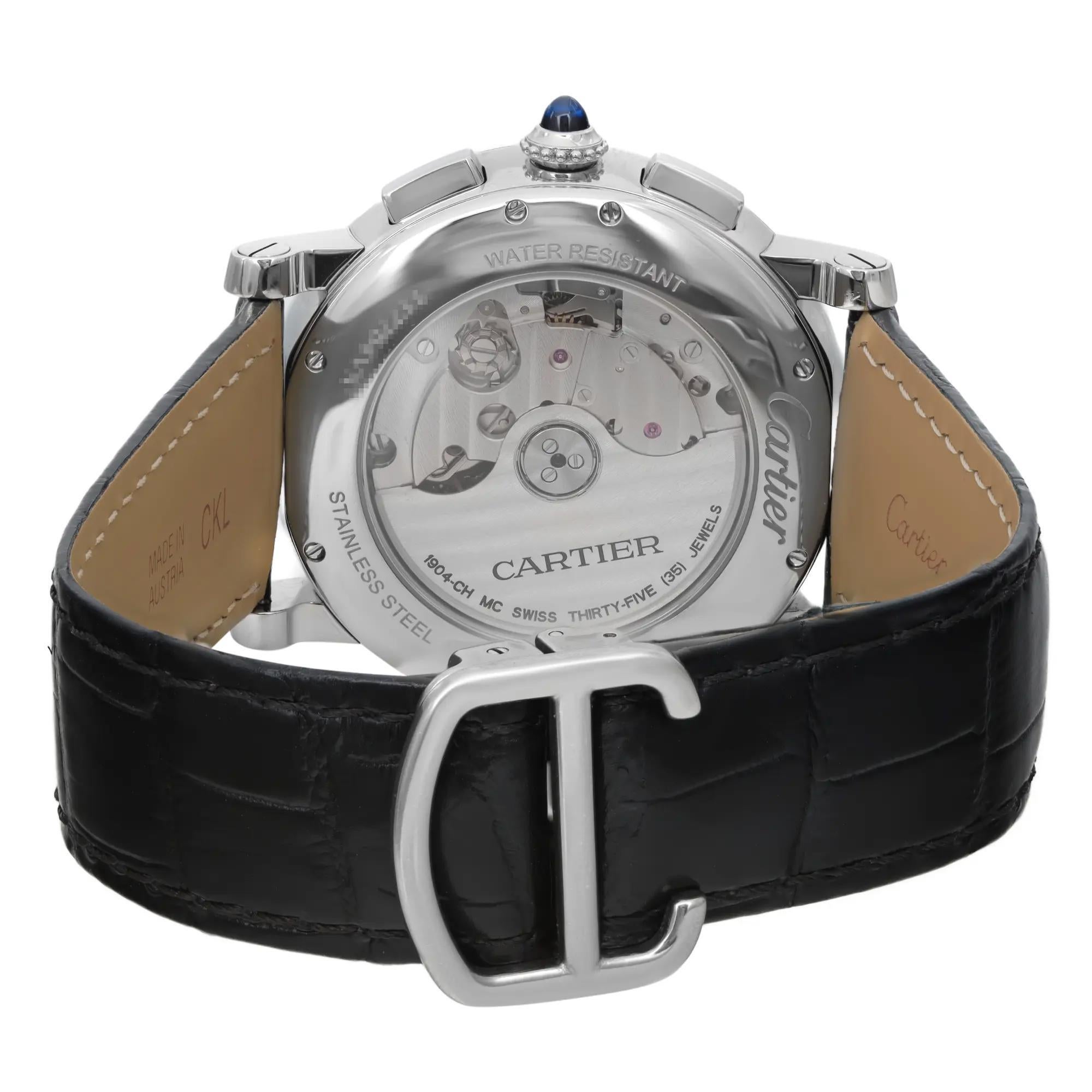 Cartier Rotonde 40mm Steel Silver Roman Dial Mens Automatic Watch WSRO0002 In Excellent Condition In New York, NY