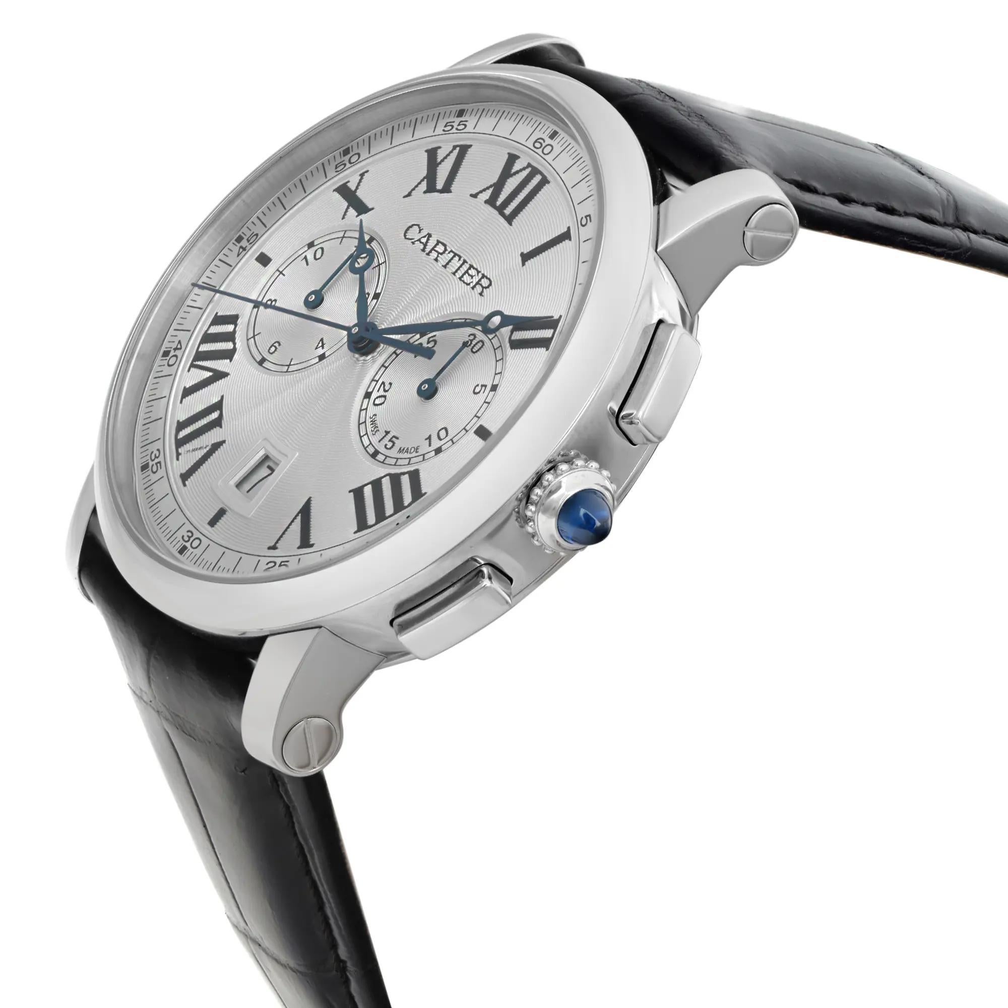 Men's Cartier Rotonde 40mm Steel Silver Roman Dial Mens Automatic Watch WSRO0002