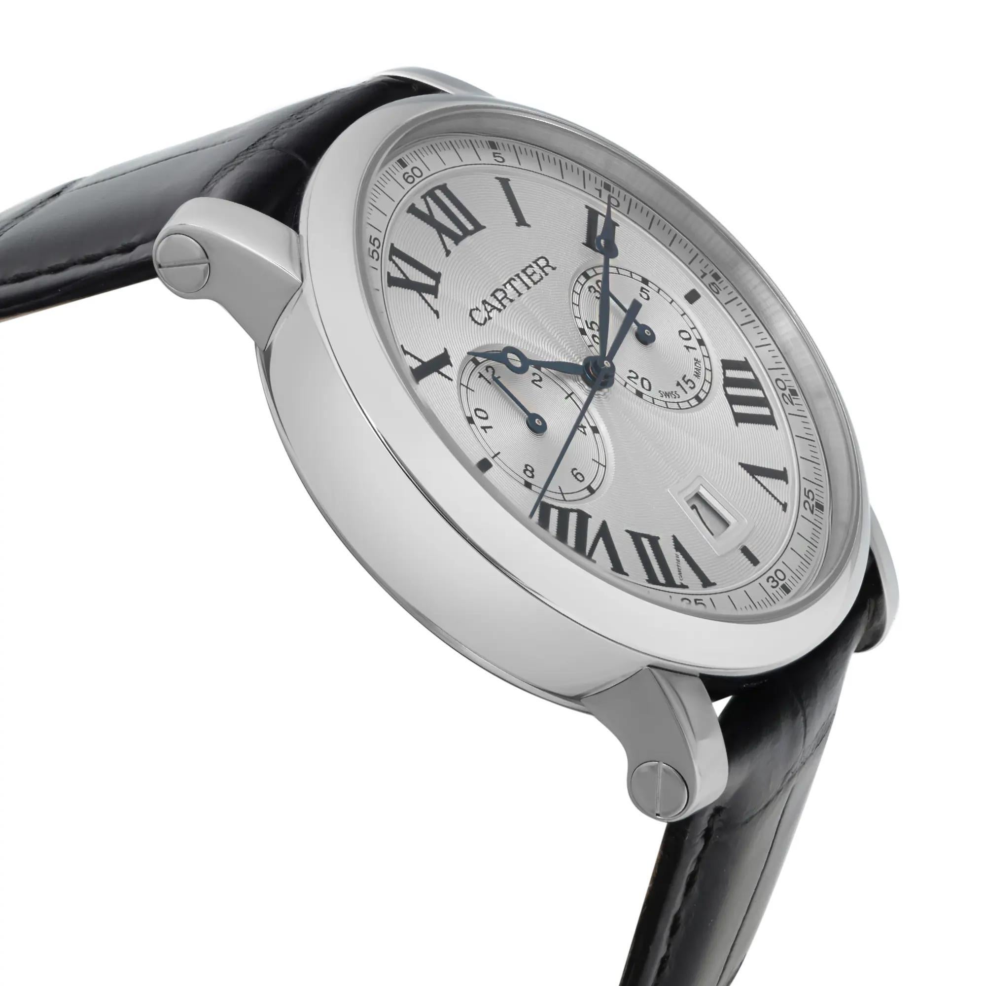 Cartier Rotonde 40mm Steel Silver Roman Dial Mens Automatic Watch WSRO0002 1