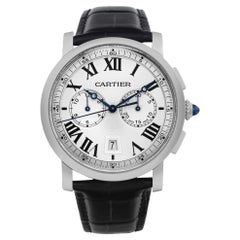 Cartier Rotonde 40mm Steel Silver Roman Dial Mens Automatic Watch WSRO0002