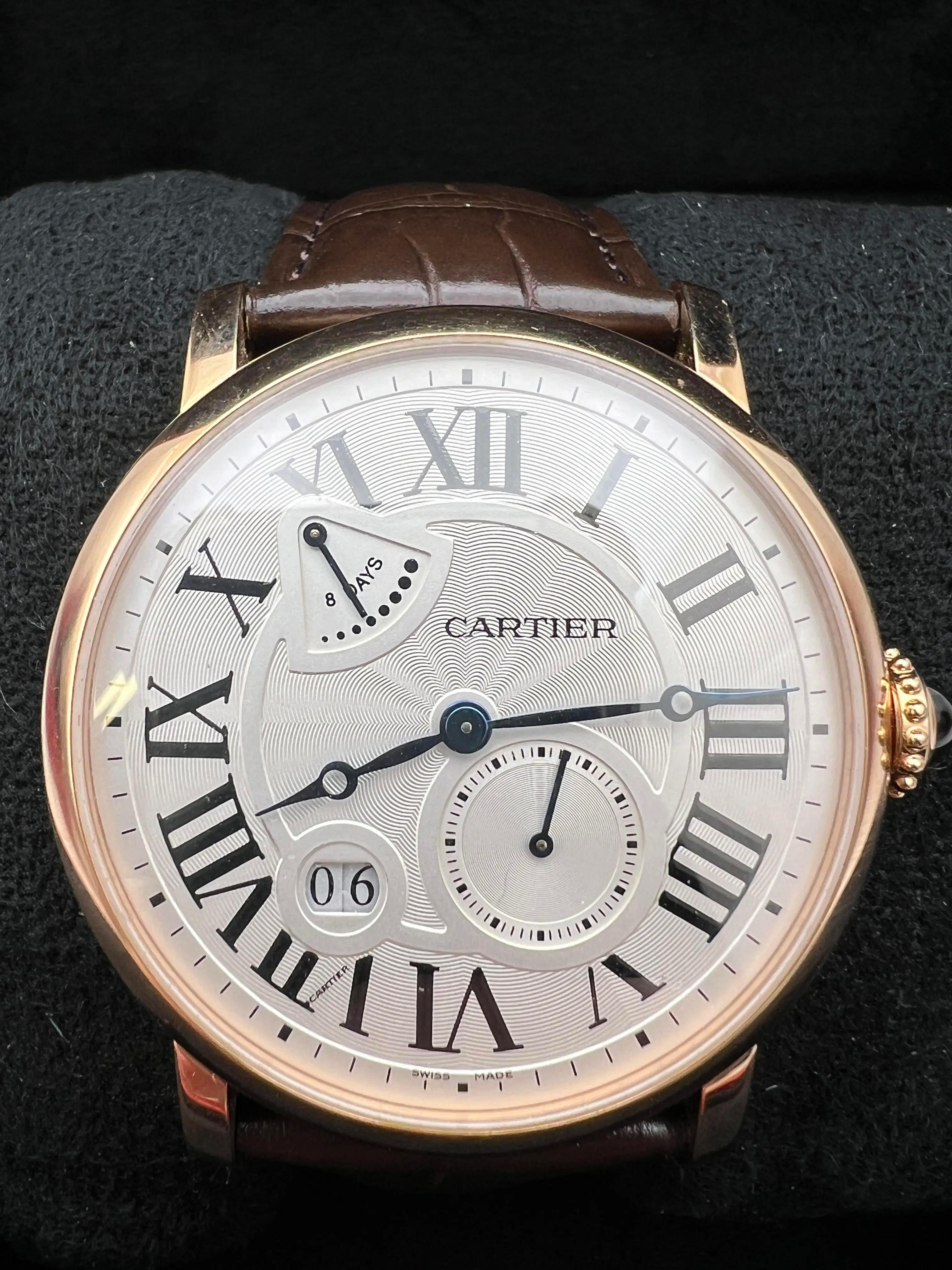 Cartier Rotonde 42mm 18K Rose Gold Silver Dial Manual Wind Watch W1556203 Box For Sale 1