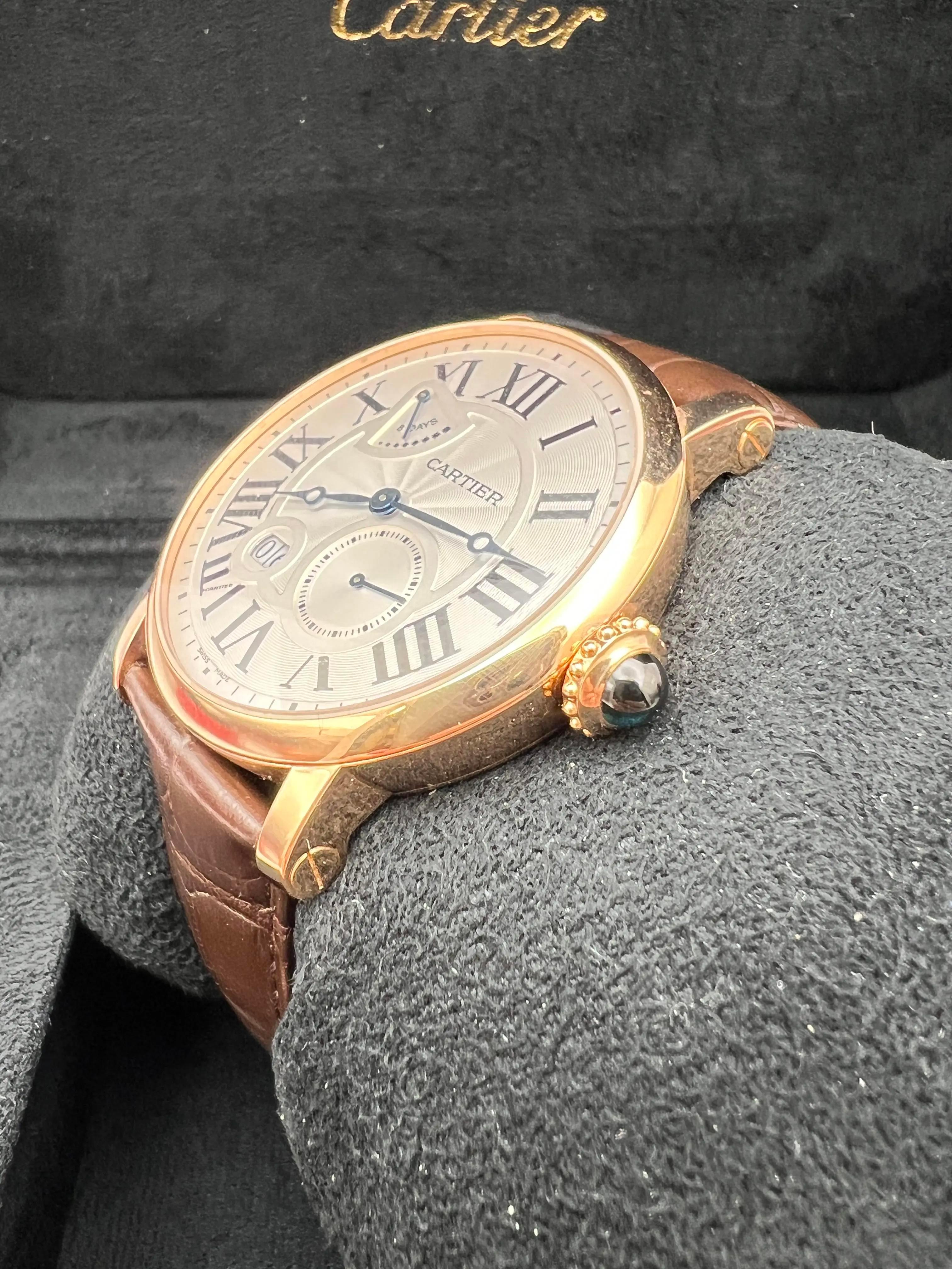 Cartier Rotonde 42mm 18K Rose Gold Silver Dial Manual Wind Watch W1556203 Box For Sale 3
