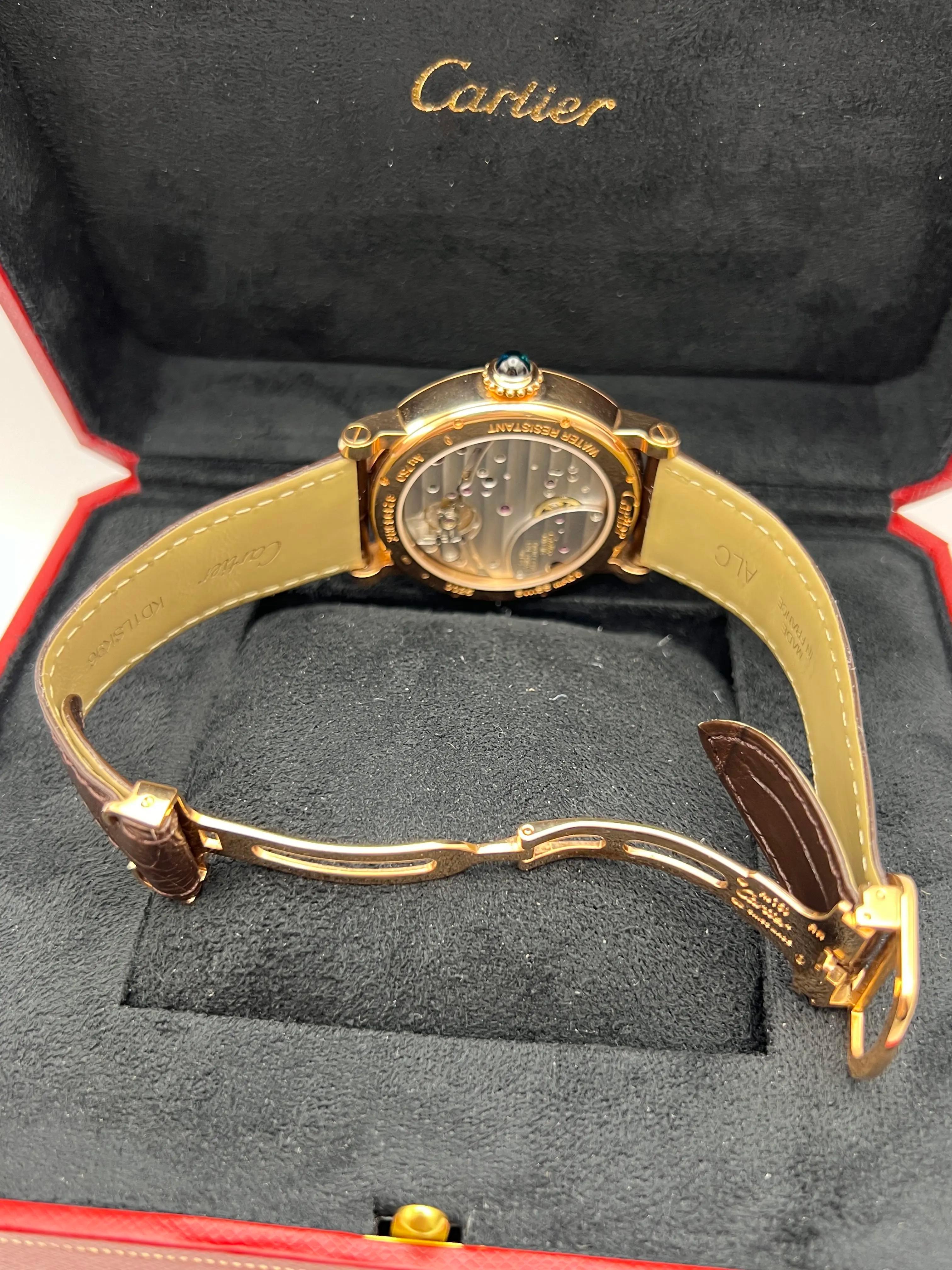 Cartier Rotonde 42mm 18K Rose Gold Silver Dial Manual Wind Watch W1556203 Box For Sale 5