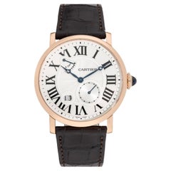 Reloj Cartier Rotonde 42 mm Oro rosa 18 quilates Esfera plateada Reloj de cuerda manual W1556203 Caja