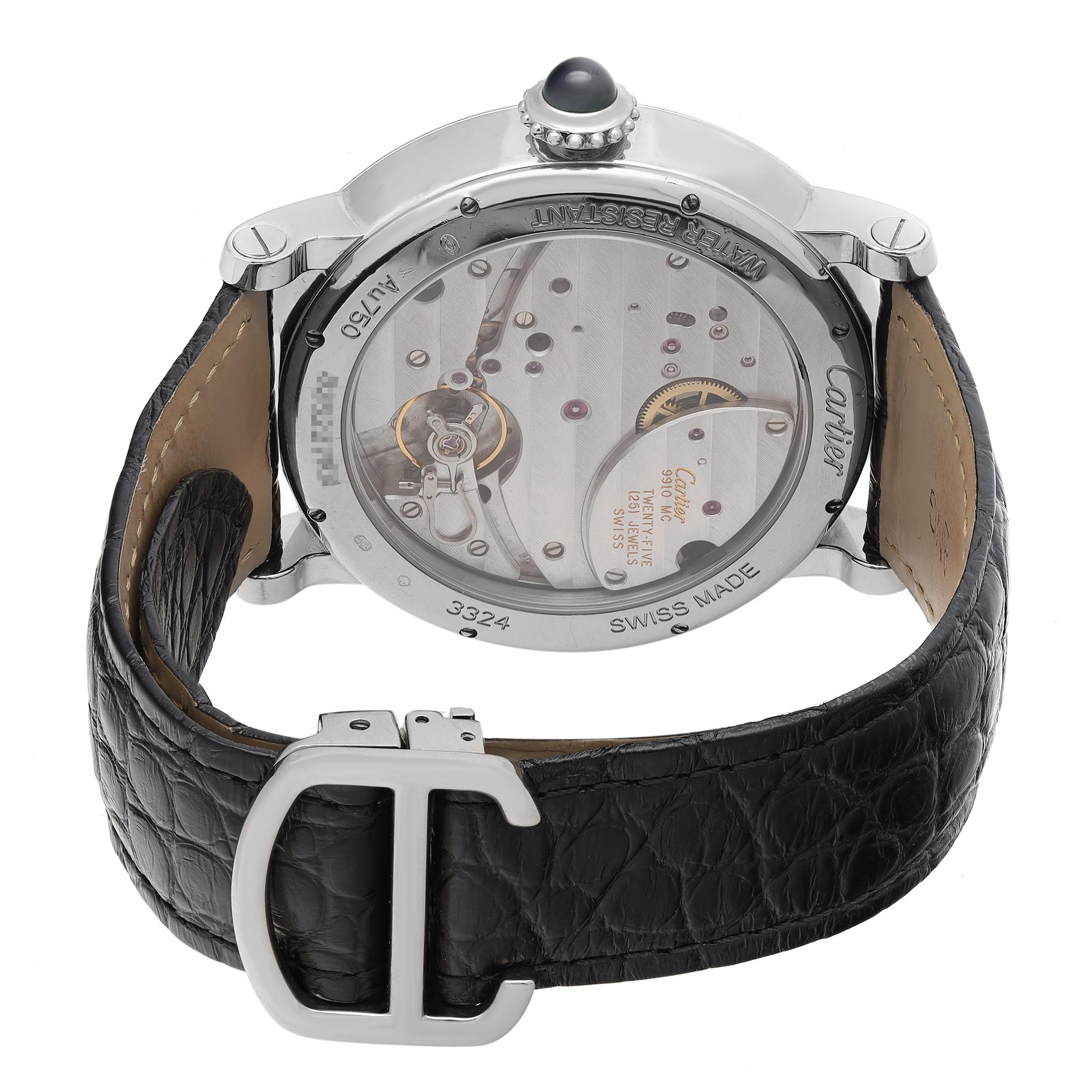 Cartier Rotonde 18k Weißgold Silber Zifferblatt Handaufzug Herrenuhr W1556202 2