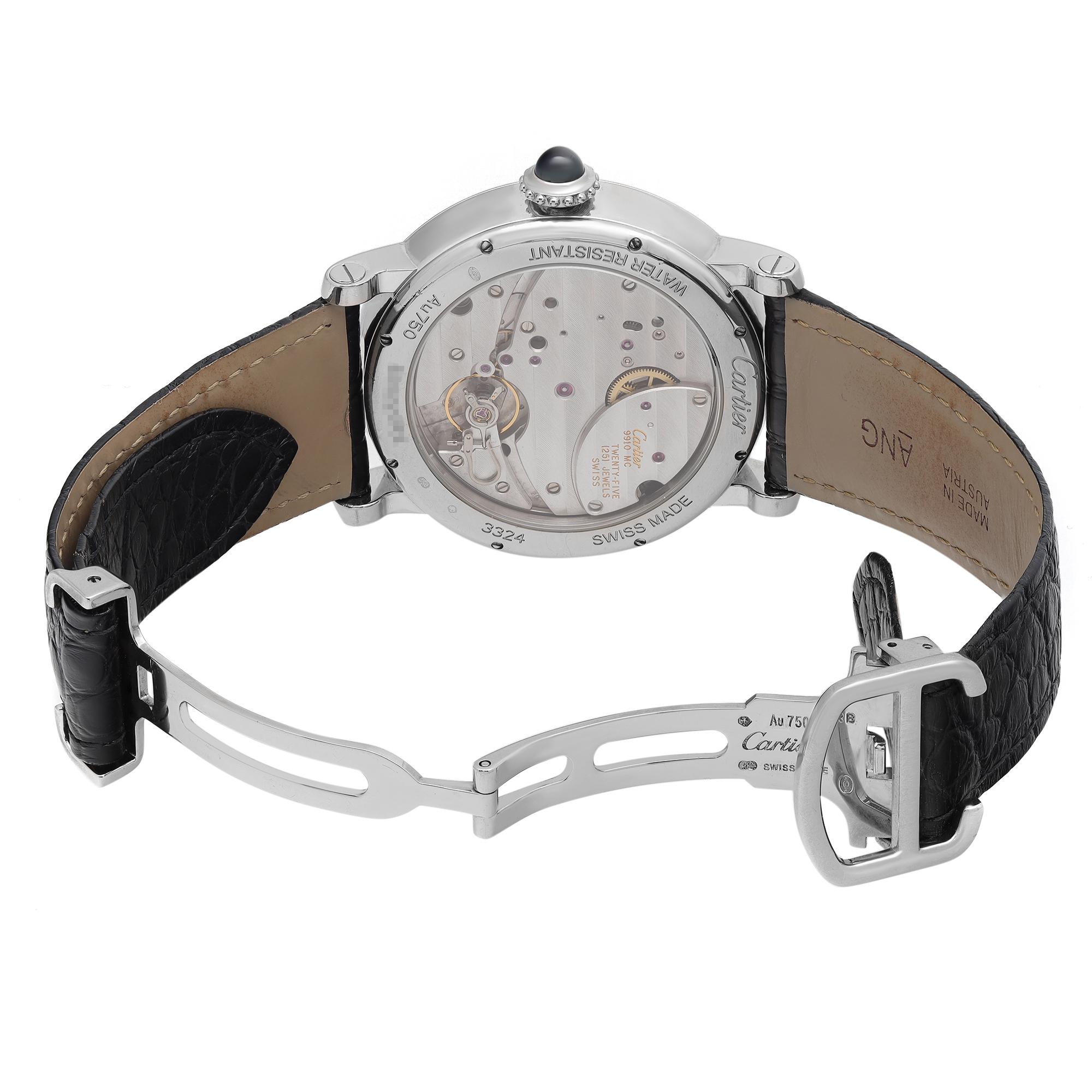 Cartier Rotonde 18k Weißgold Silber Zifferblatt Handaufzug Herrenuhr W1556202 3