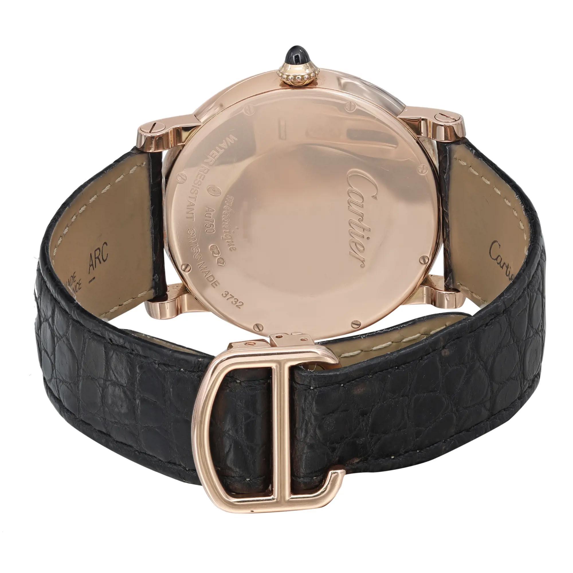 Men's Cartier Rotonde Calendar 18k Rose Gold Silver Dial Hand-Wind Watch W1556252