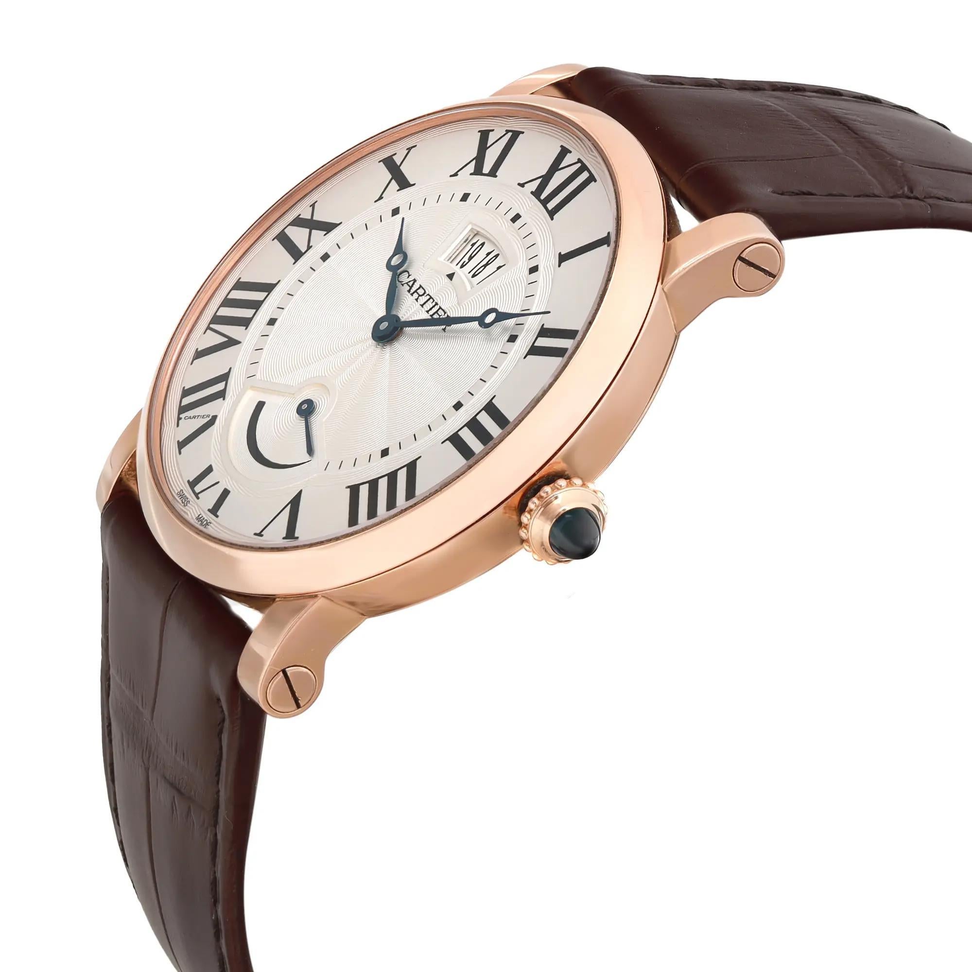 Reloj Cartier Rotonde Calendario 40 mm Oro rosa 18 quilates Esfera plateada Reloj de cuerda manual W1556252 en venta 1