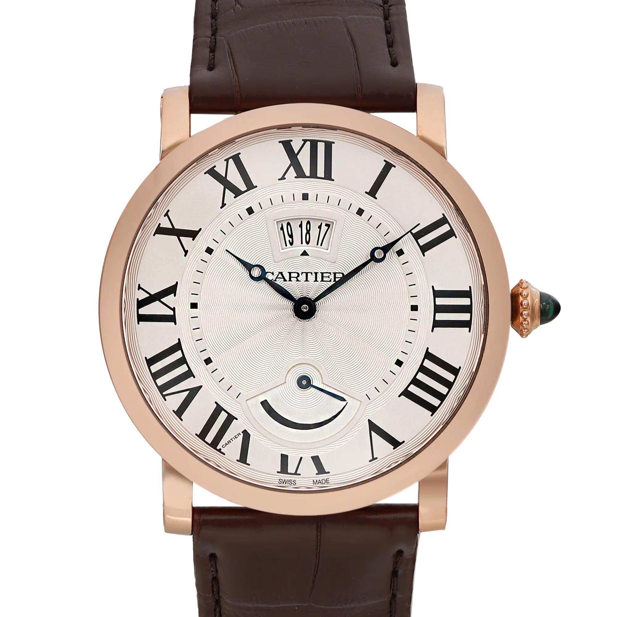 Cartier Rotonde Calendar 40mm 18K Rose Gold Silver Dial Hand-wind Watch W1556252 For Sale 2