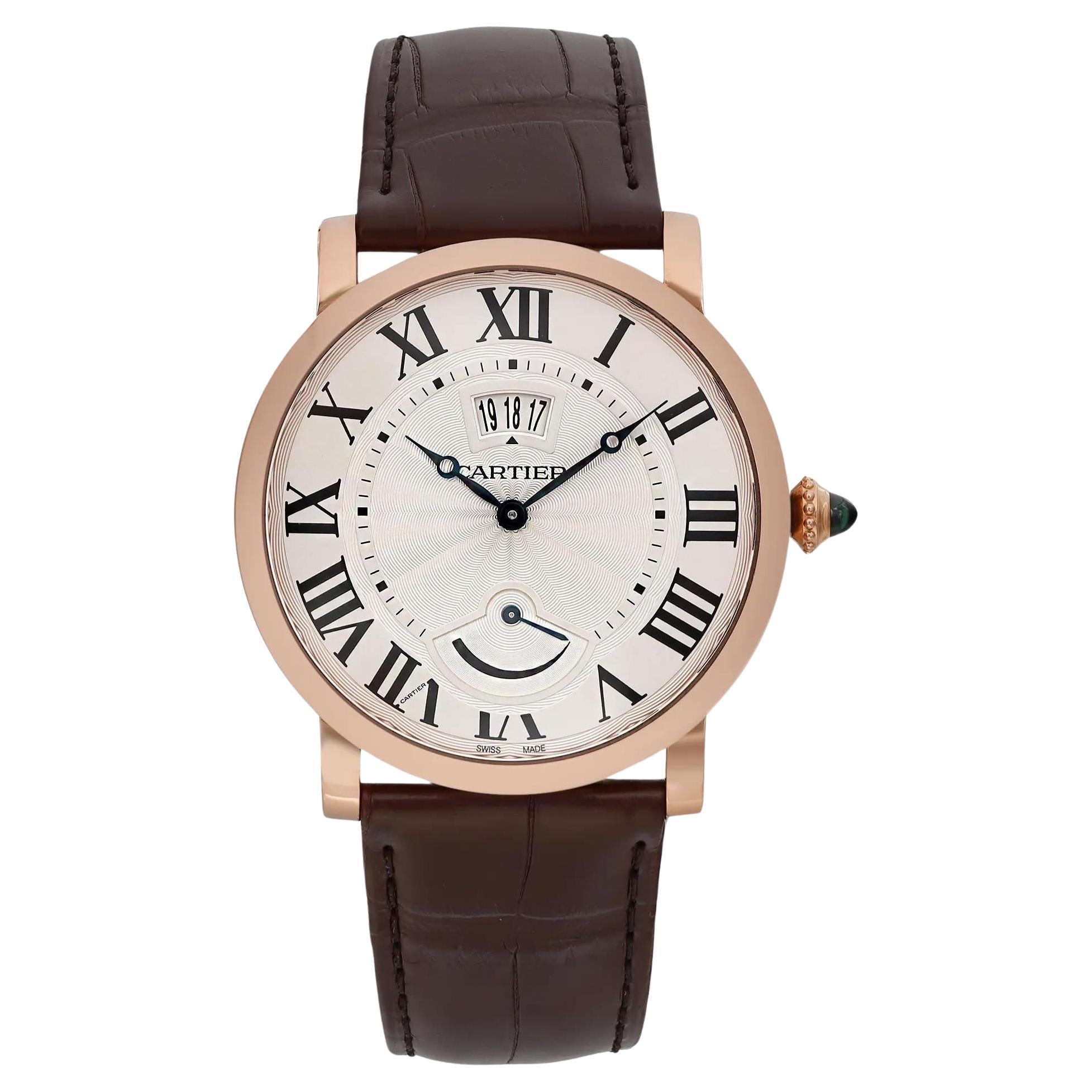 Cartier Rotonde Calendar 40mm 18K Rose Gold Silver Dial Hand-wind Watch W1556252 For Sale