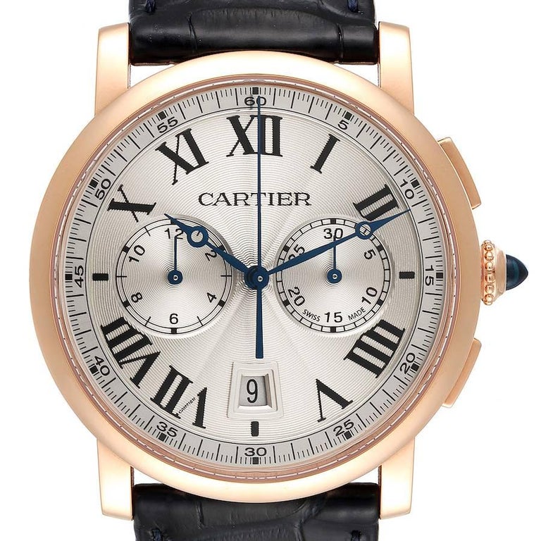 Cartier Rotonde Chronograph 18k Rose Gold Mens Watch W1556238 Box Card ...