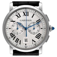Cartier Rotonde Cronografo Quadrante Argento Acciaio Orologio Uomo WSRO0002