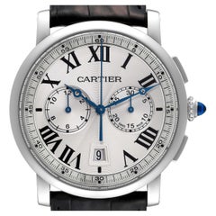 Reloj Cartier Rotonde Cronógrafo Esfera Plateada Acero Caballero WSRO0002