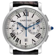 Cartier Rotonde Chronograph Silver Dial Steel Mens Watch WSRO0002