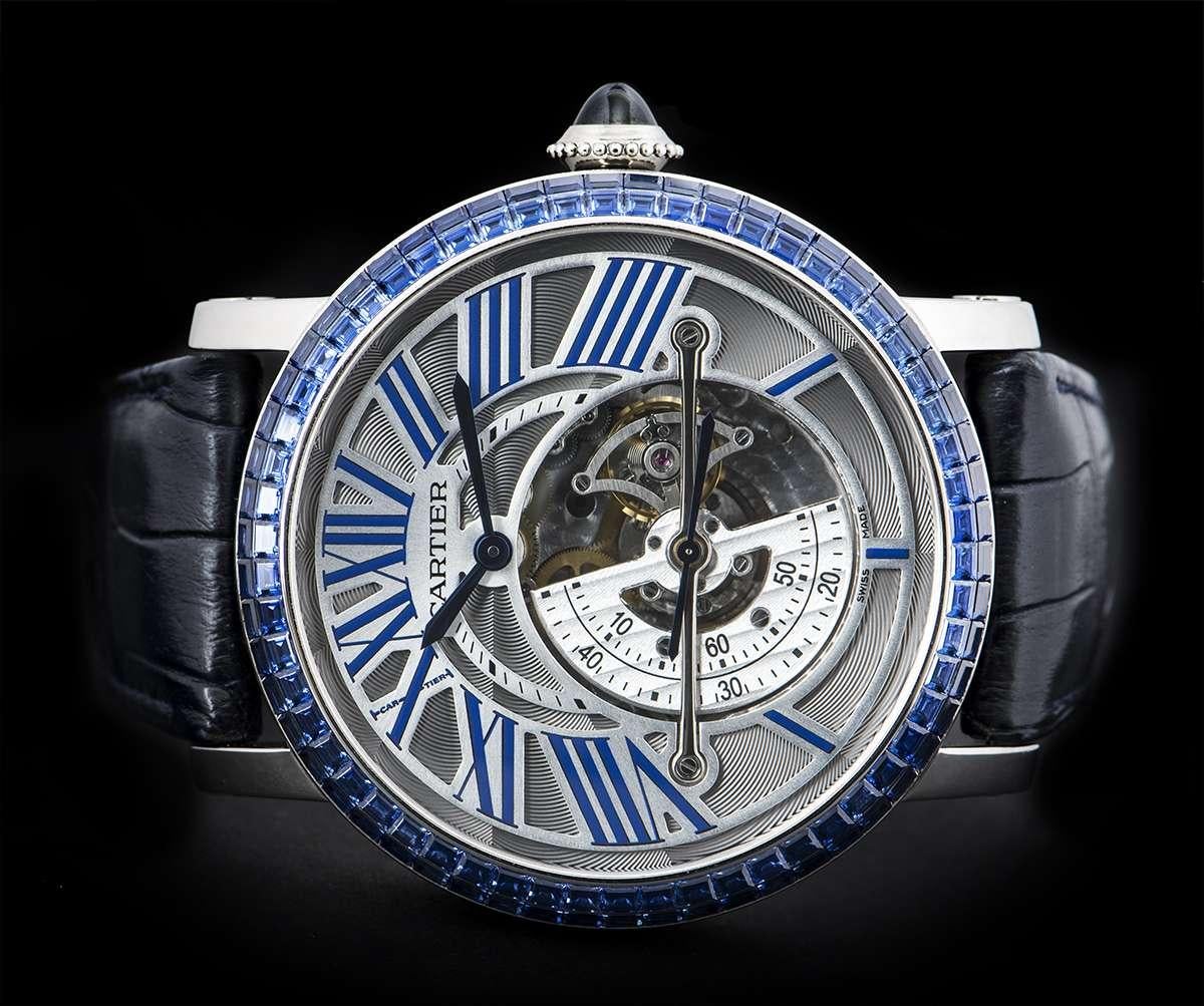 Cartier Rotonde De Cartier Astroregulateur White Gold Sapphire Set Wristwatch 1