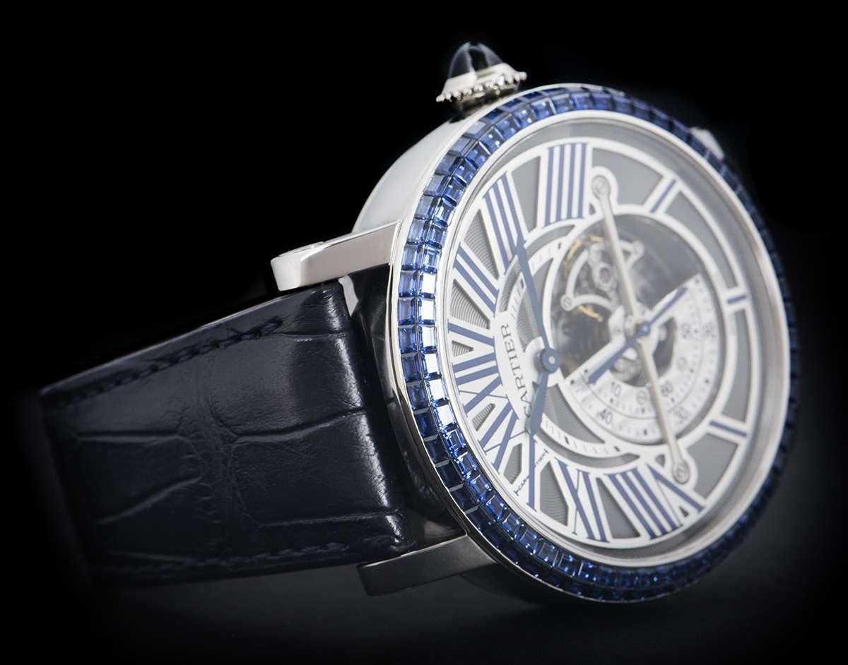 Cartier Rotonde De Cartier Astroregulateur White Gold Sapphire Set Wristwatch 2