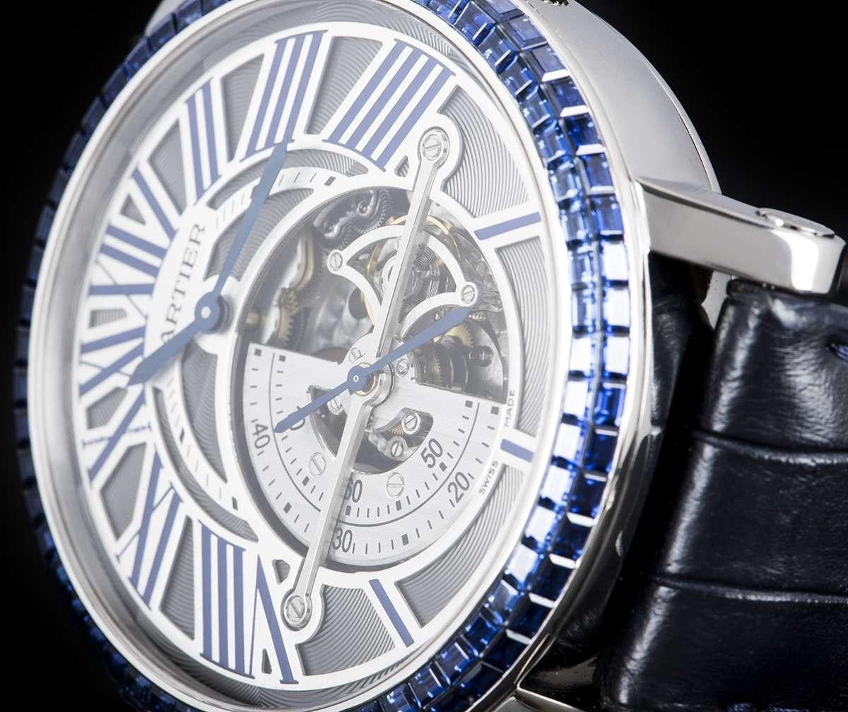 Cartier Rotonde De Cartier Astroregulateur White Gold Sapphire Set Wristwatch 3