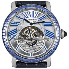 Cartier Rotonde De Cartier Astroregulateur White Gold Sapphire Set Wristwatch