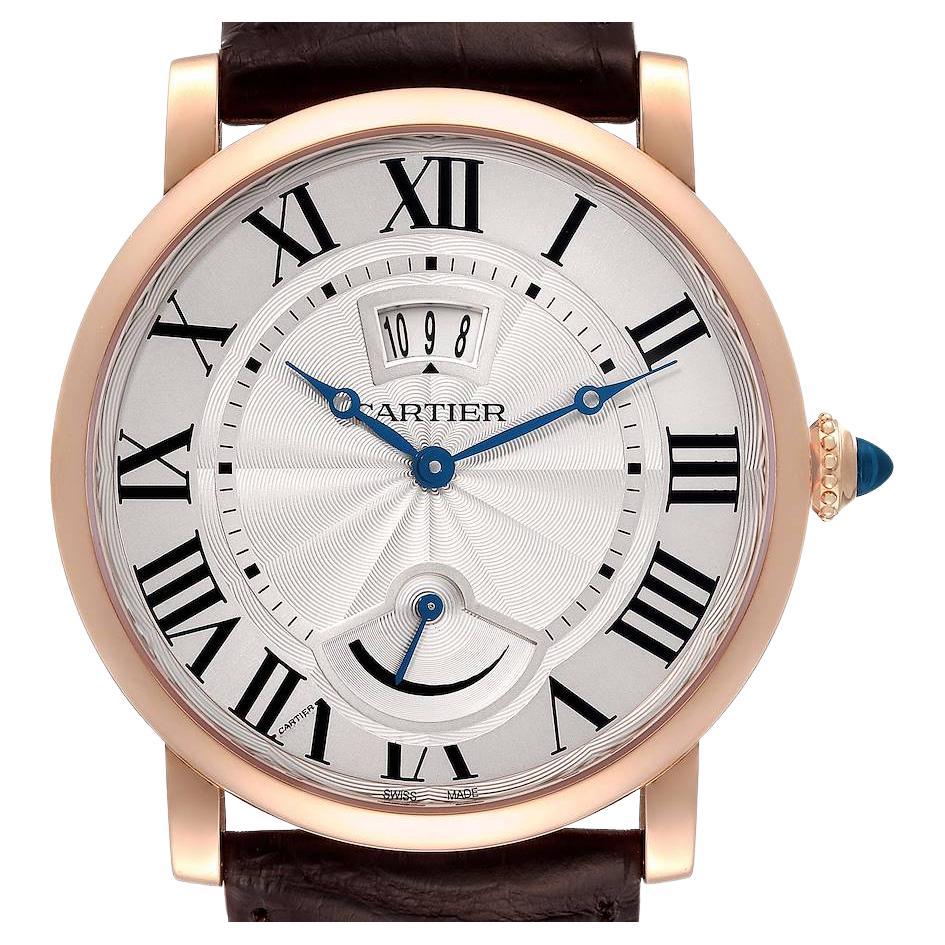 Cartier Rotonde Power Reserve 18k Rose Gold Silver Dial Mens Watch W1556252