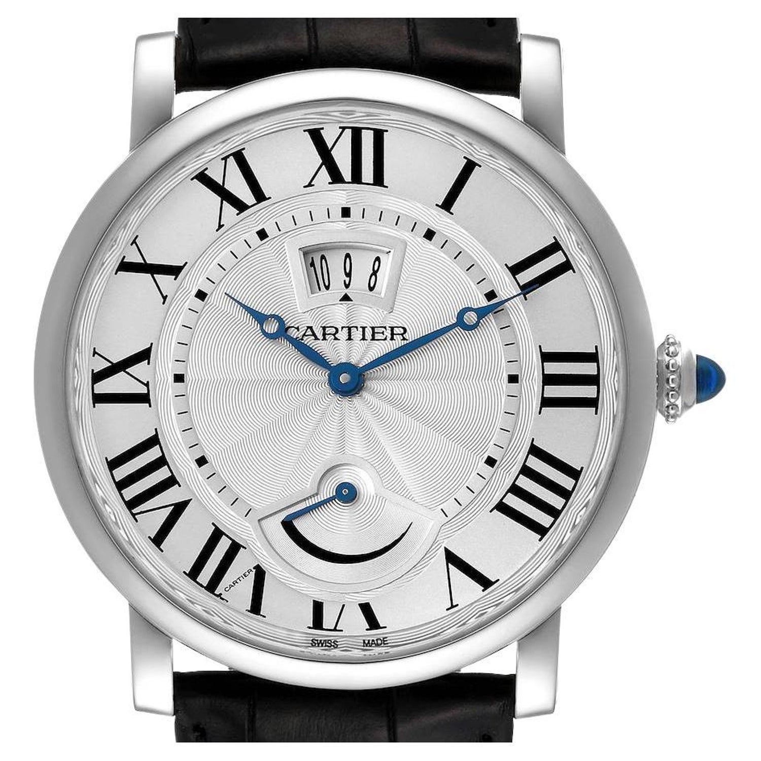Cartier Rotonde Power Reserve Stainless Steel Mens Watch W1556369 Box  Papers For Sale at 1stDibs