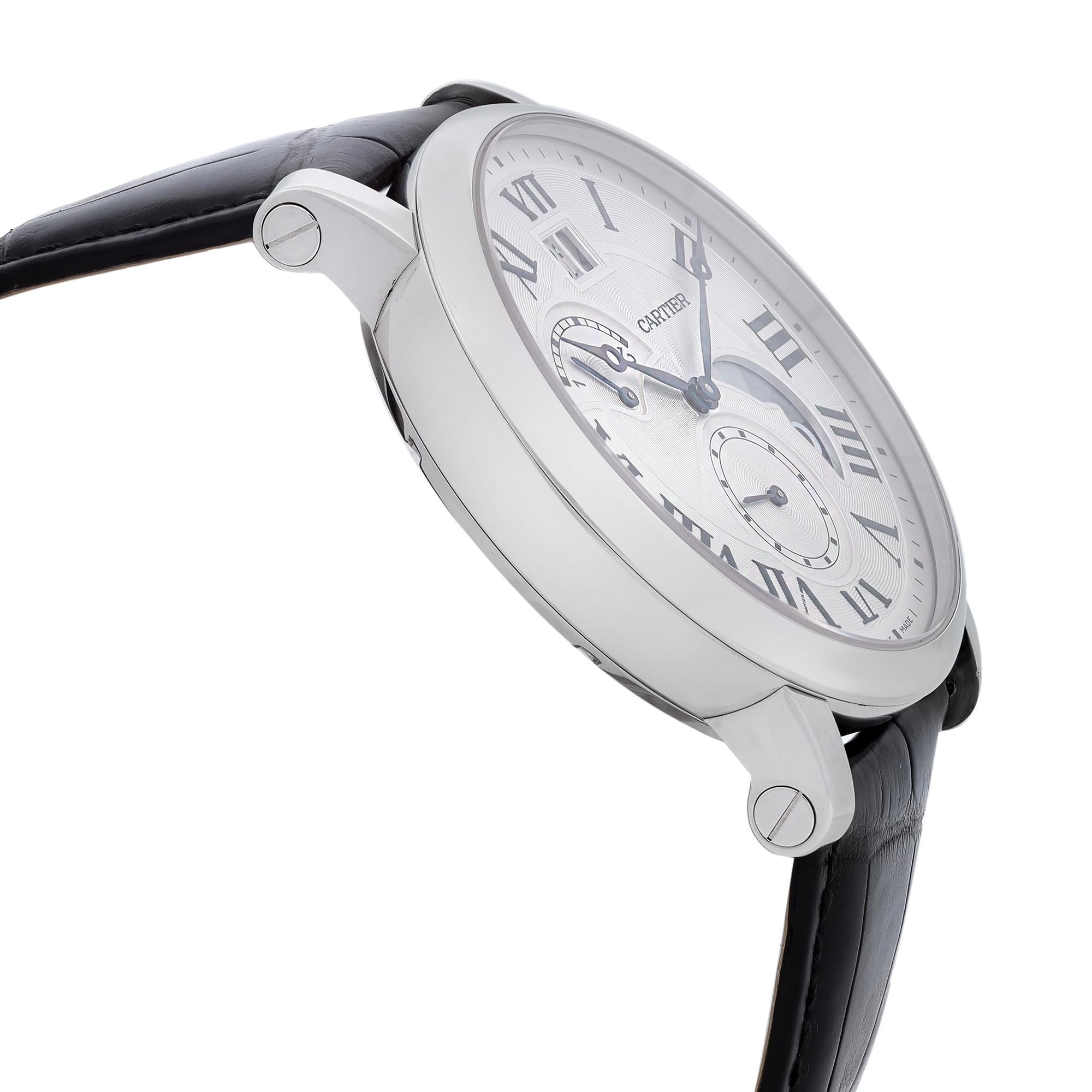 Cartier Rotonde Retrograde 42mm steel Silver Dial Automatic Men Watch W1556368 In Excellent Condition In New York, NY