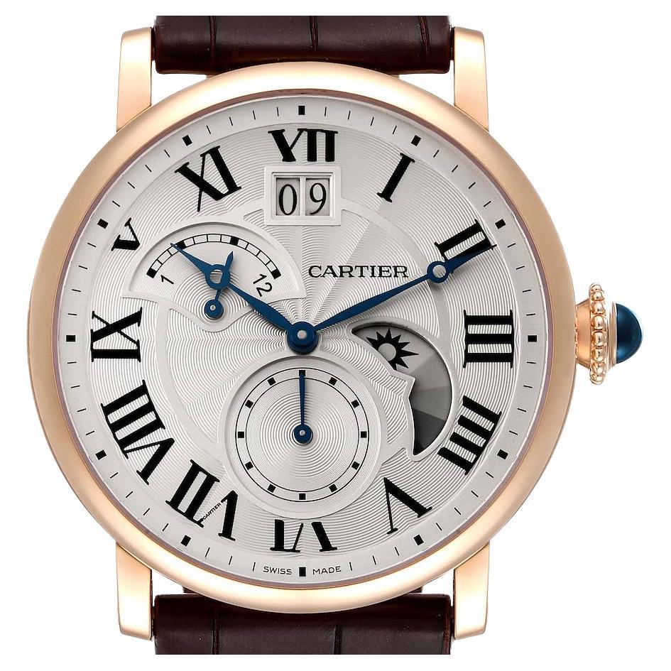 Cartier Rotonde Retrograde GMT Time Zone Rose Gold Watch W1556240 Box Card