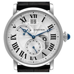 Cartier Rotonde Retrograde GMT Time Zone Steel Mens Watch W1556368 Box Card