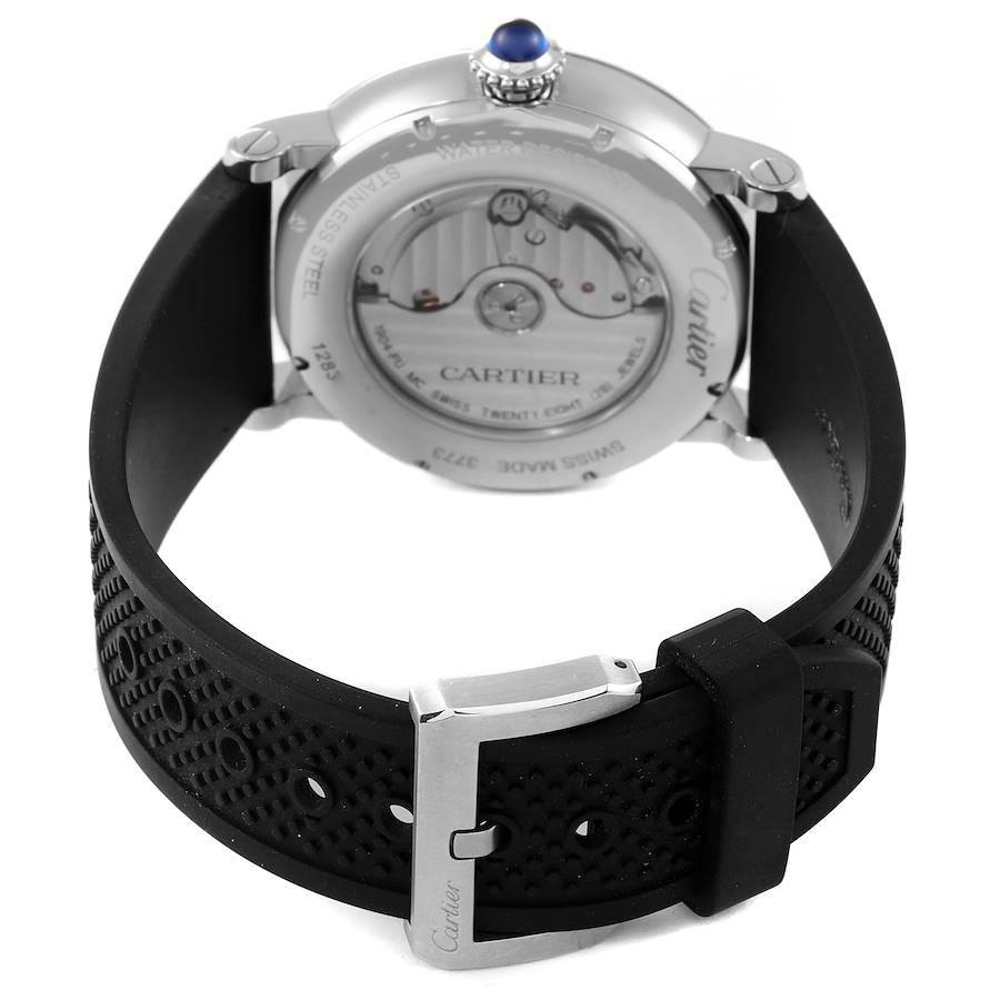 Cartier Rotonde Retrograde GMT Time Zone Steel Mens Watch W1556368 Box Papers In Excellent Condition In Atlanta, GA
