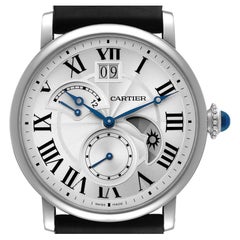 Cartier Rotonde Retrograde GMT Time Zone Steel Mens Watch W1556368 Box Papers