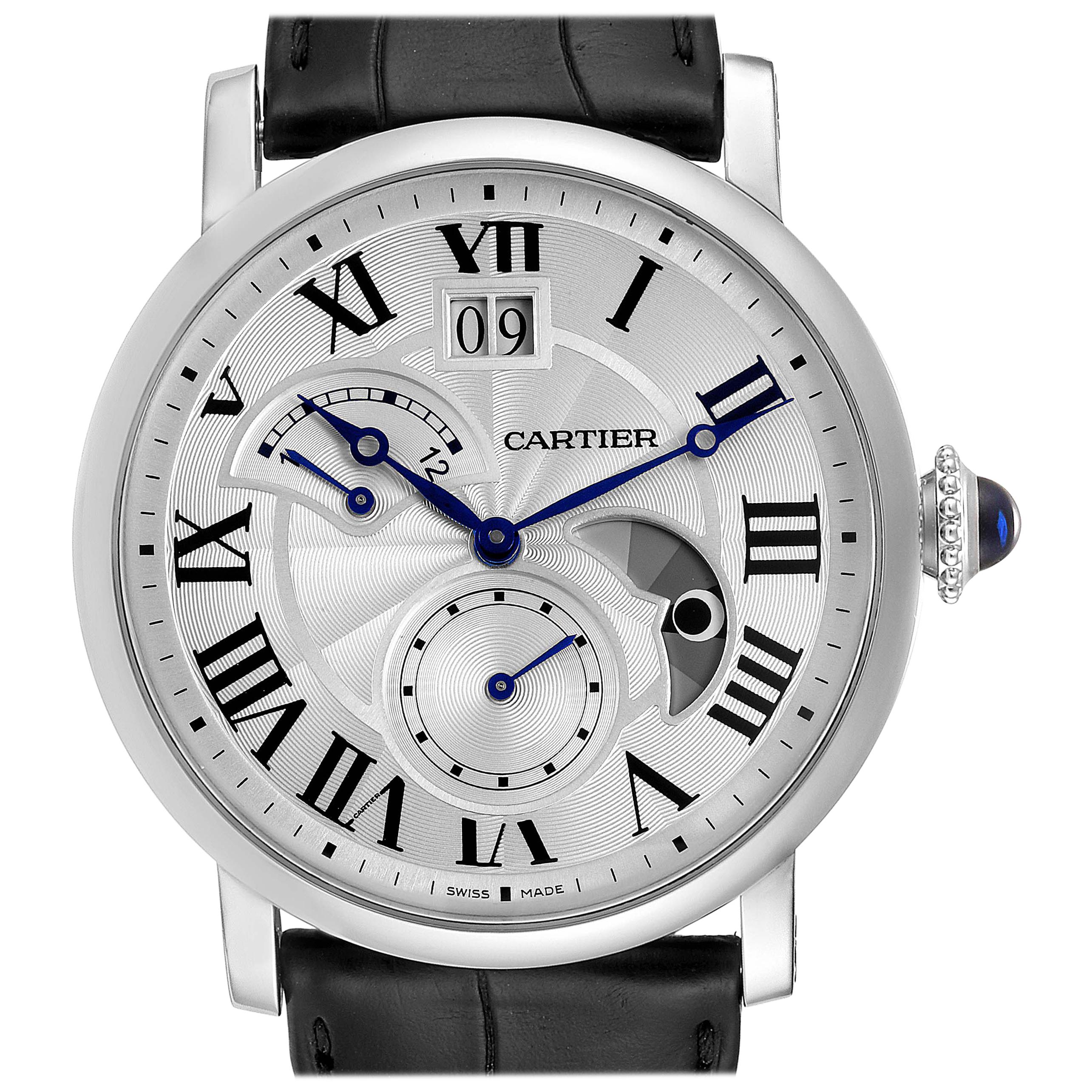 Cartier Rotonde Retrograde GMT Time Zone Steel Men's Watch W1556368