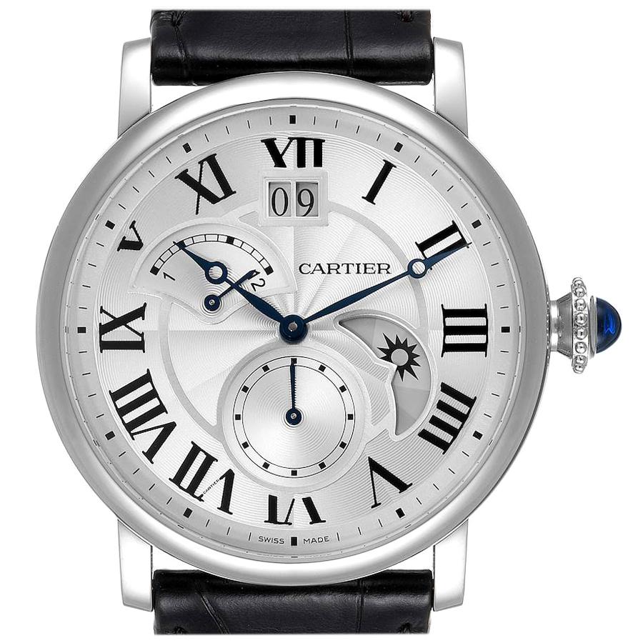 Cartier Rotonde Retrograde GMT Time Zone Steel Mens Watch W1556368 Unworn For Sale