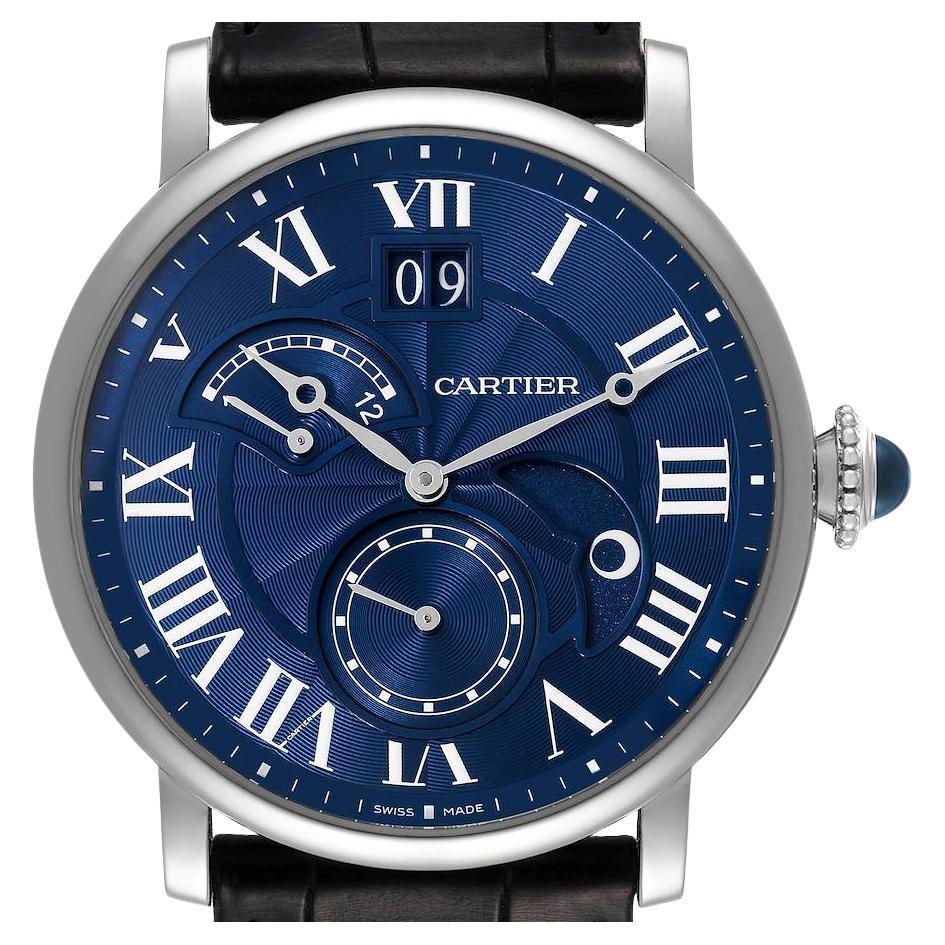 Cartier Rotonde Retrograde GMT Time Zone White Gold Mens Watch W1556241