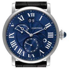 Cartier Rotonde Retrograde GMT Time Zone White Gold Mens Watch W1556241