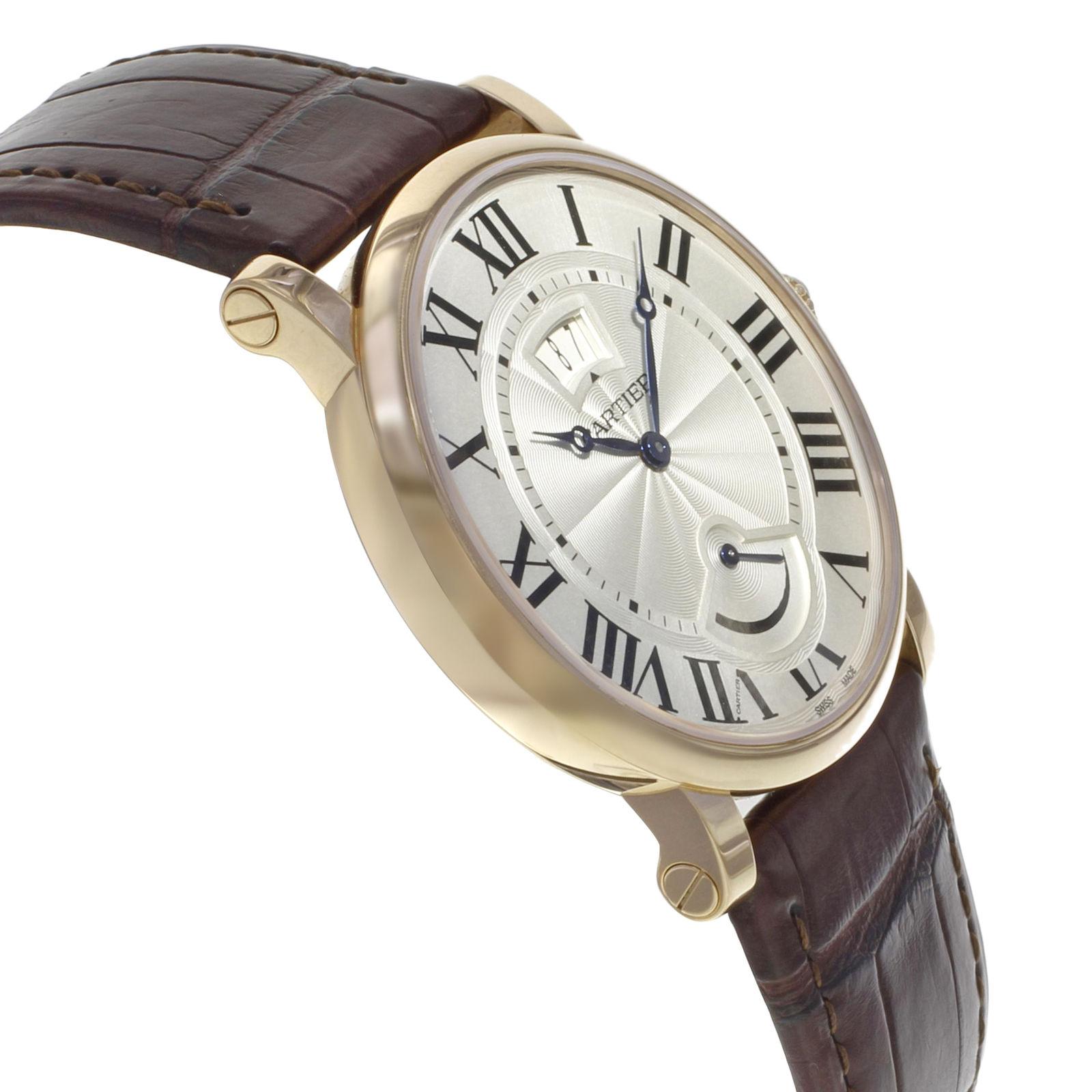 Cartier Rotonde Silver Dial 18K Rose Gold Hand Wind Mens Watch W1556252 New B/P In Excellent Condition In New York, NY