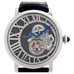 Cartier Rotonde W1556214 18 Karat White Gold Skeleton Dial Manual Watch