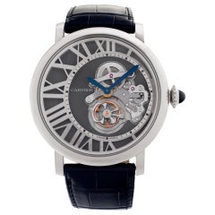 Cartier Rotonde W1556214 18k Weißgold Skelett Zifferblatt manuelle Uhr