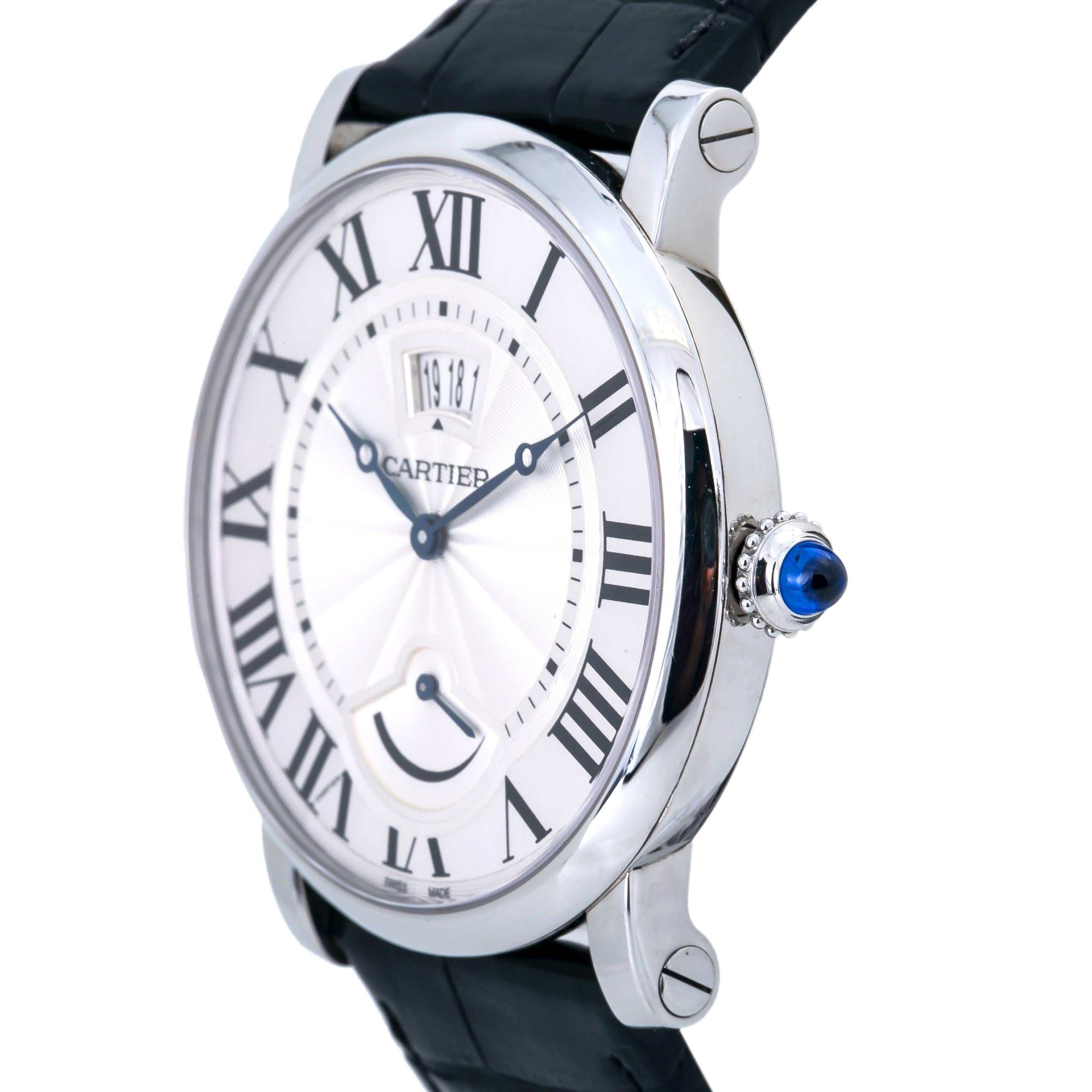 Contemporary Cartier Rotonde W1556369 Manual Wind Stainless Leather Men's Watch