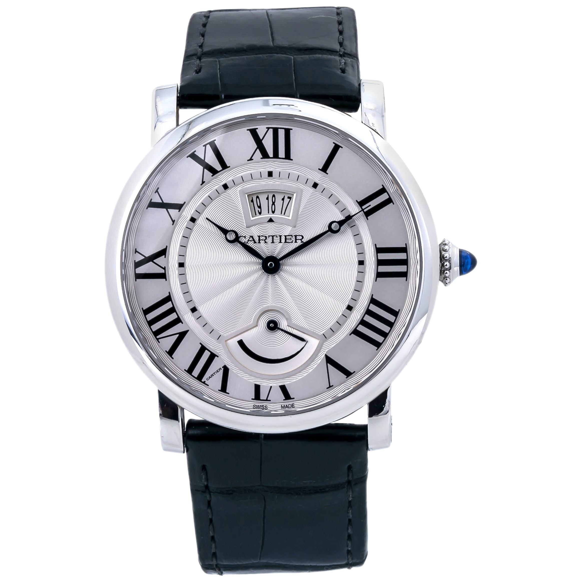 Cartier Rotonde W1556369 Manual Wind Stainless Leather Men's Watch For Sale