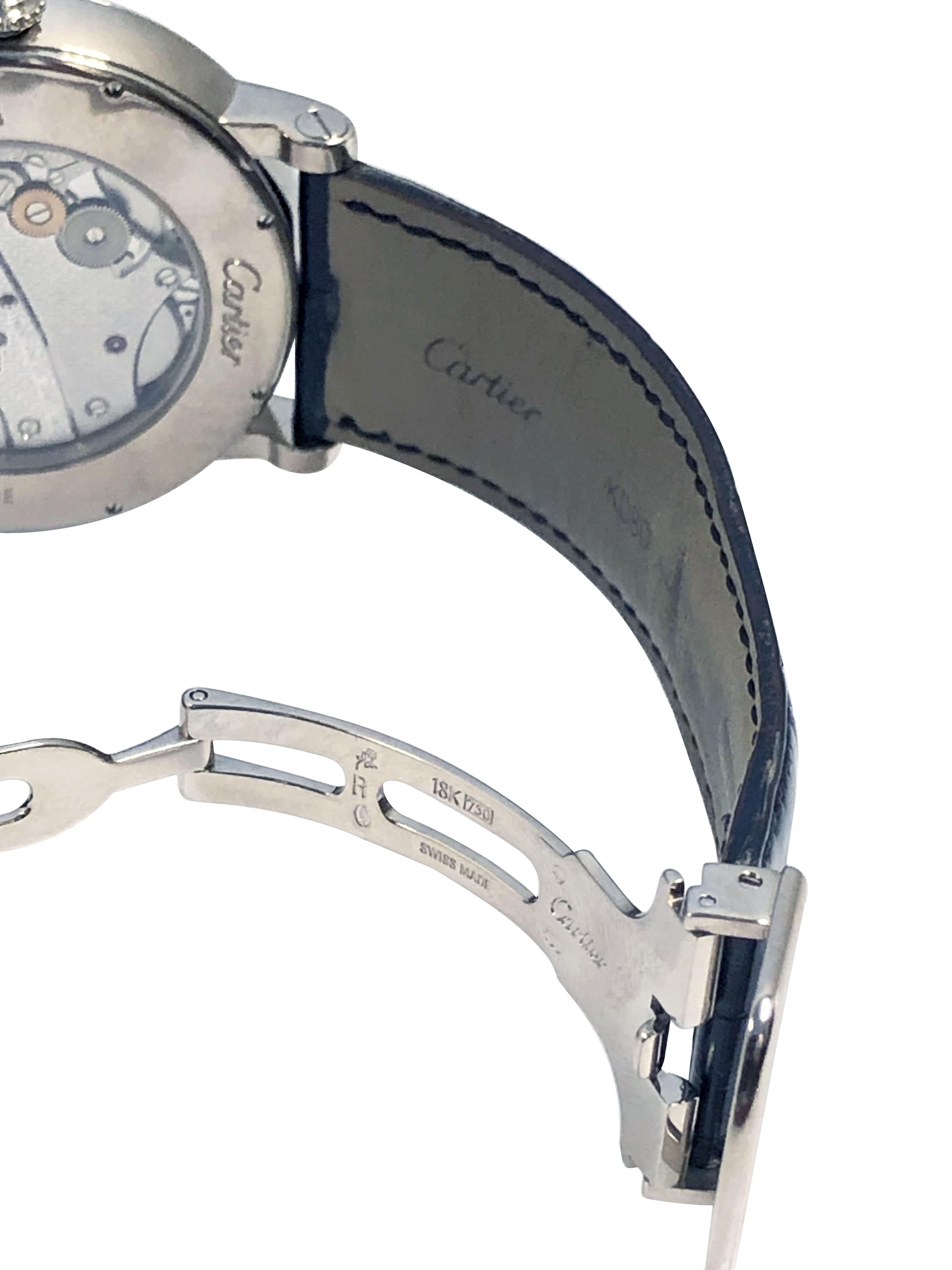 Women's or Men's Cartier Rotondo De Cartier Day Night White Gold Large Wrist Watch For Sale
