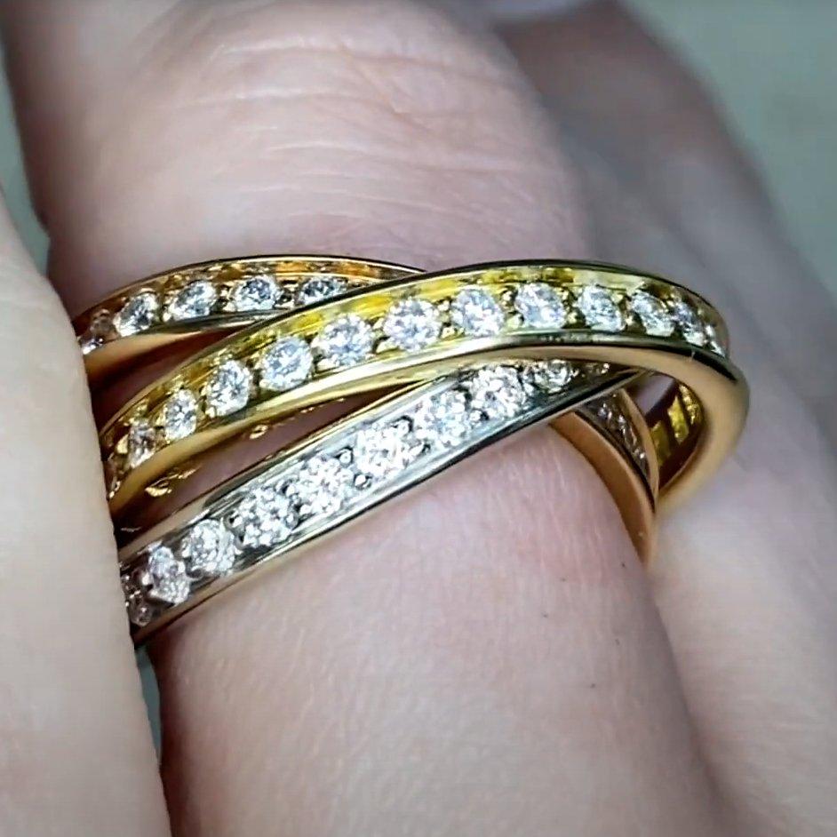 Anello a fascia con diamante rotondo taglio brillante di Cartier (circa 1,9 carati), oro giallo In condizioni ottime in vendita a New York, NY