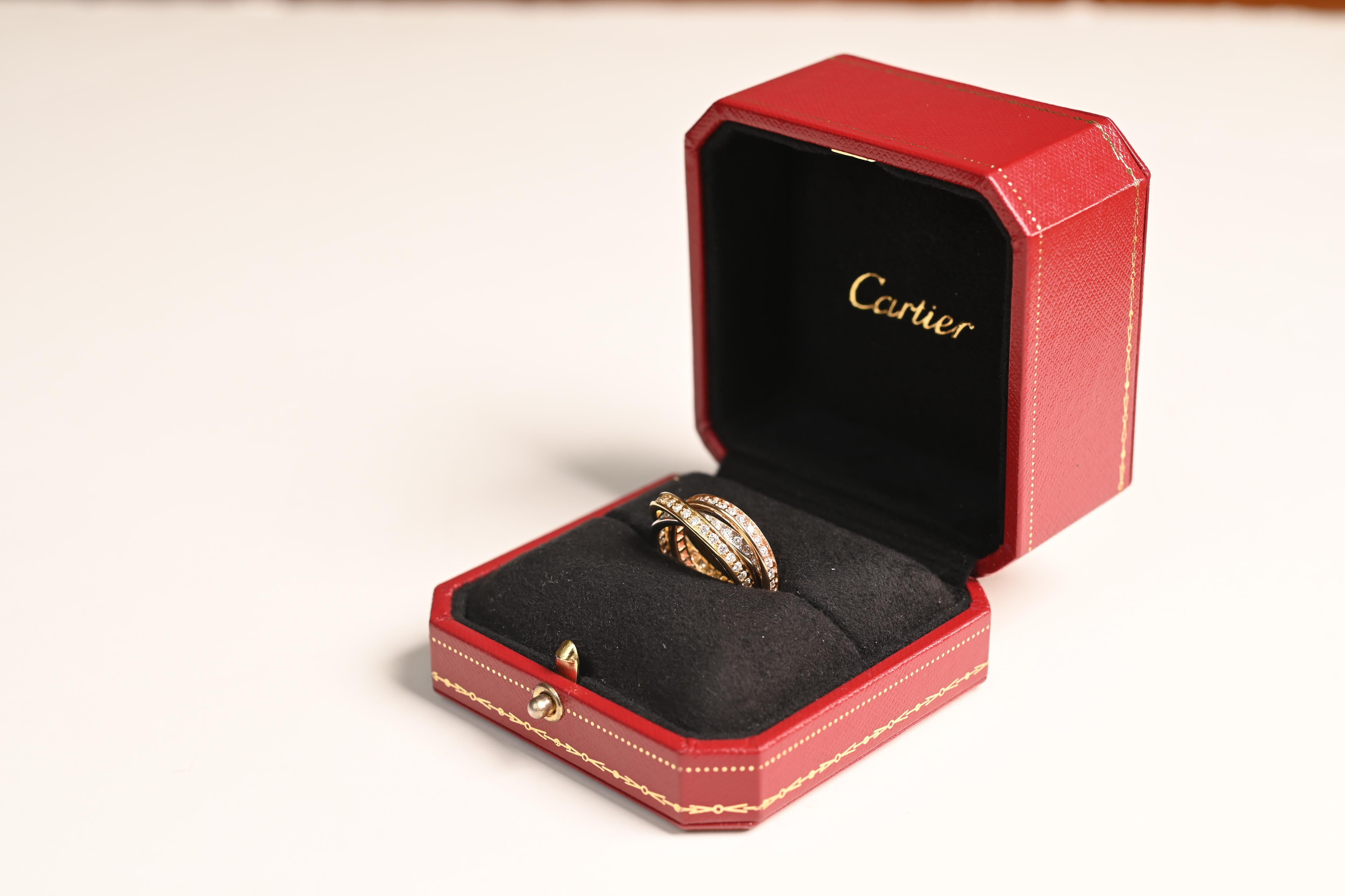 Round Cut Cartier Round Brilliant Cut Diamond Band Ring (Approx. 1.9-Carats), Yellow Gold For Sale