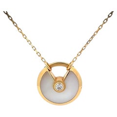 Cartier Round Brilliant Cut Diamond Pendant Necklace, 18k Yellow Gold