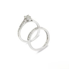 Cartier Round Brilliant Cut Diamond Solitaire 1895 Bridal Set 0.31ct D/VVS2