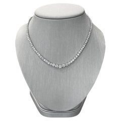 Retro Cartier Round Brilliant Cut Variation Diamond Tennis Platinum Necklace